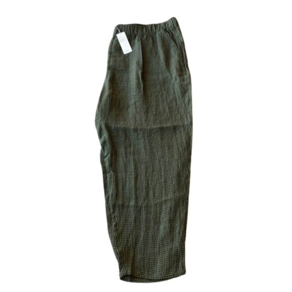 Eileen Fisher Organic Linen Tapered Ankle Pants Puckered Plus 3X Loden NWT - Picture 10 of 11